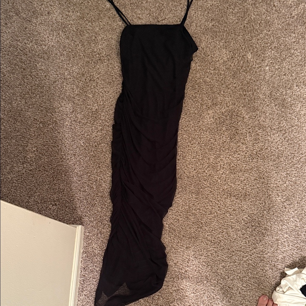 Chic Black Maxi Dress with Spaghetti Straps